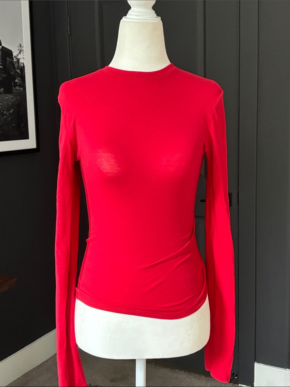 SKIMS Classic Red Long Sleeve Crewneck Top